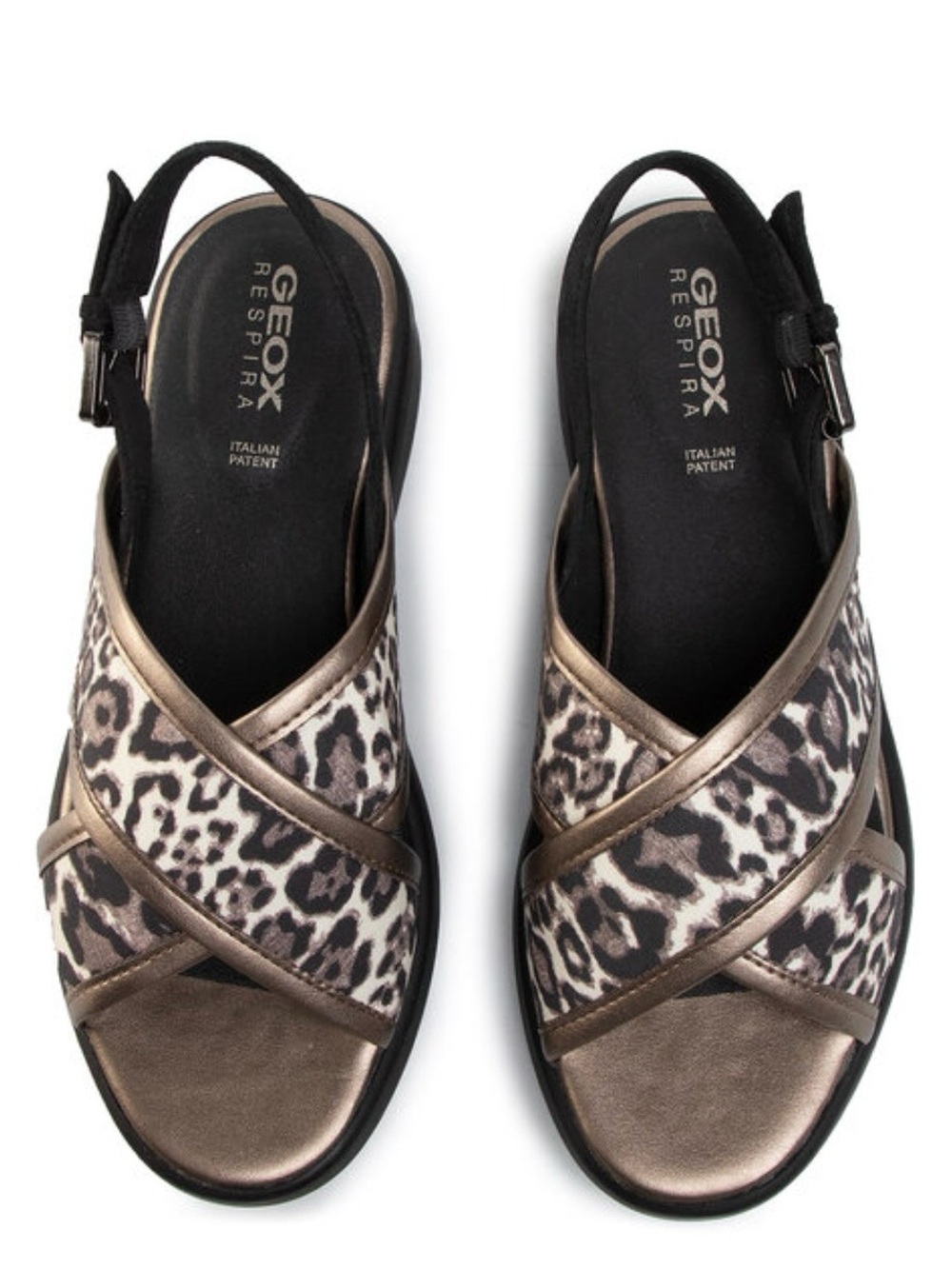 Geox/EUC Women's Metallic Bronze Leopard Slingback Sandals Sz 39